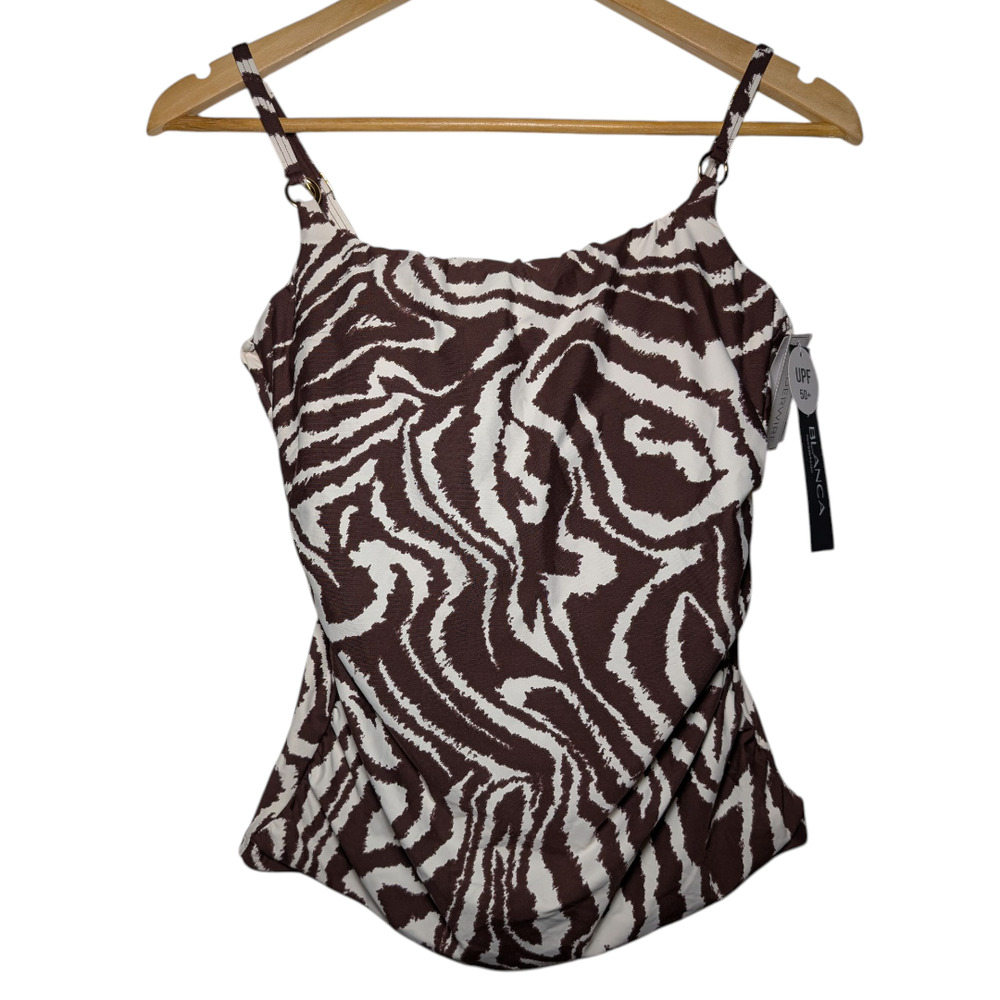 La Blanca Women's Fierce Lines Side-Shirred Tankini Top Underwire